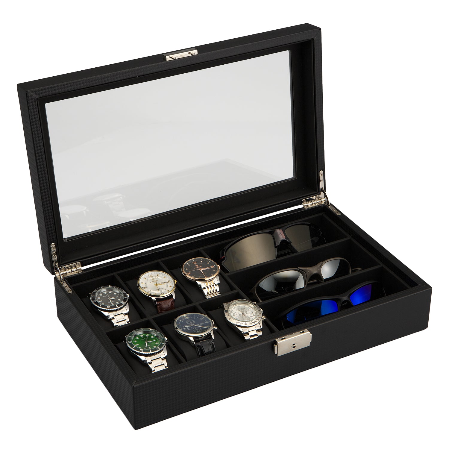 【GEUM】 腕時計収納ケース 12本用 6本用 時計ケース 腕時計ケース 時計 腕時計 収納 保管 ボックス コレクション ケース ウォッチケース オシャレ ディスプレイ インテリア ブラック ブラウン メンズ レディース プレゼント ギフト カーボンファイバー 【90日保証】GEUM020