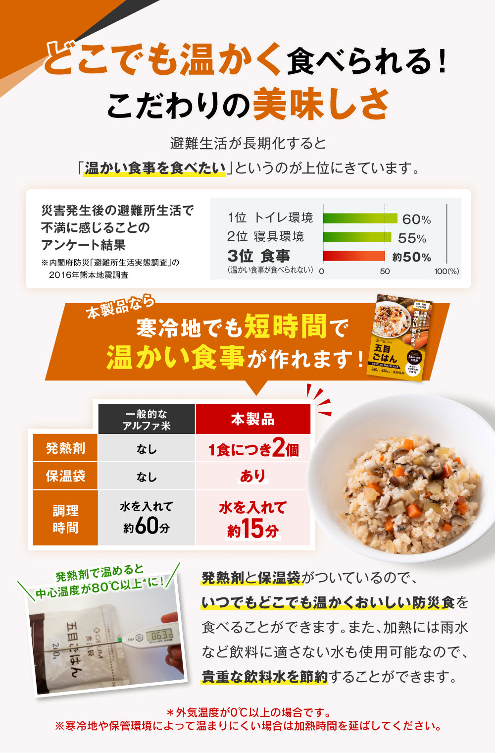 【GEUM】【防災士監修】防災食 6年保存 10食 温かい アレルギー対応 そのまま食べられる 栄養バランス配慮 長期保存 非常食 保存食 5種×2袋 ヒートバッグ 発熱剤 容器不要 衛生 防災備蓄 コンパクト 携帯用 アウトドア 地震 台風 災害 【1年保証＆説明書＆防災ガイドブック付き】